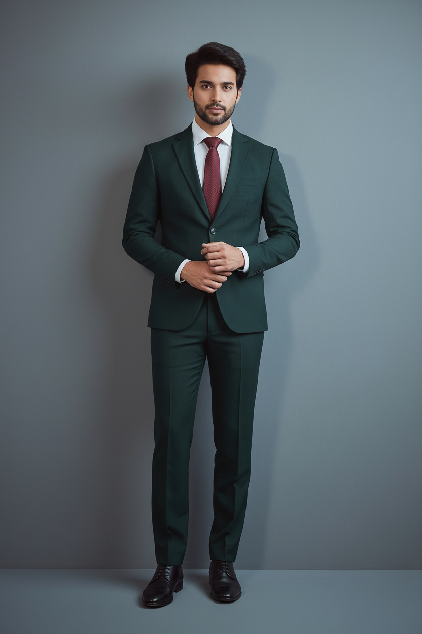Peacock Blue Notch Laple Two-Piece Suit