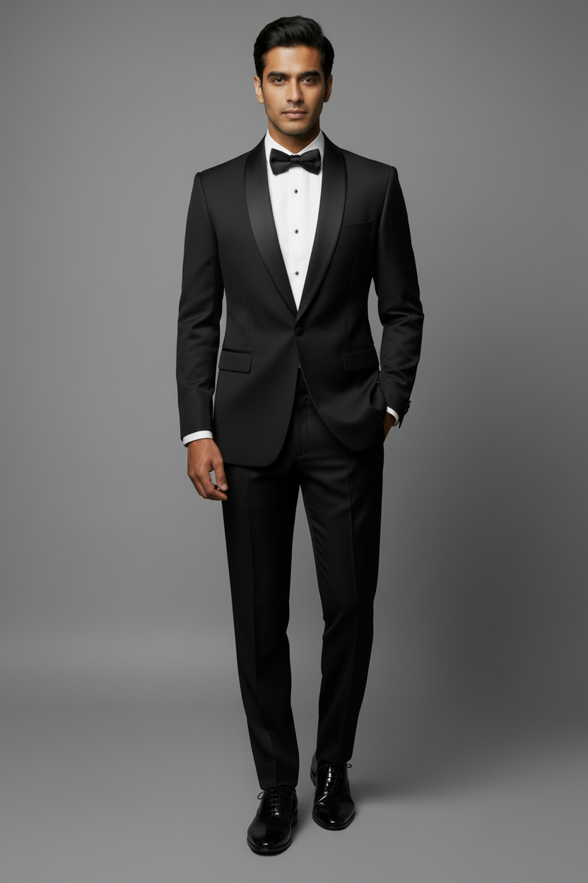 Premium Custom-Made Black Tuxedo for Weddings & Formal Evenings