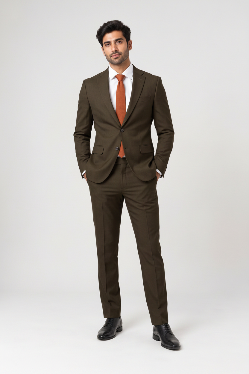 Formal Bark Brown Corporate Suit
