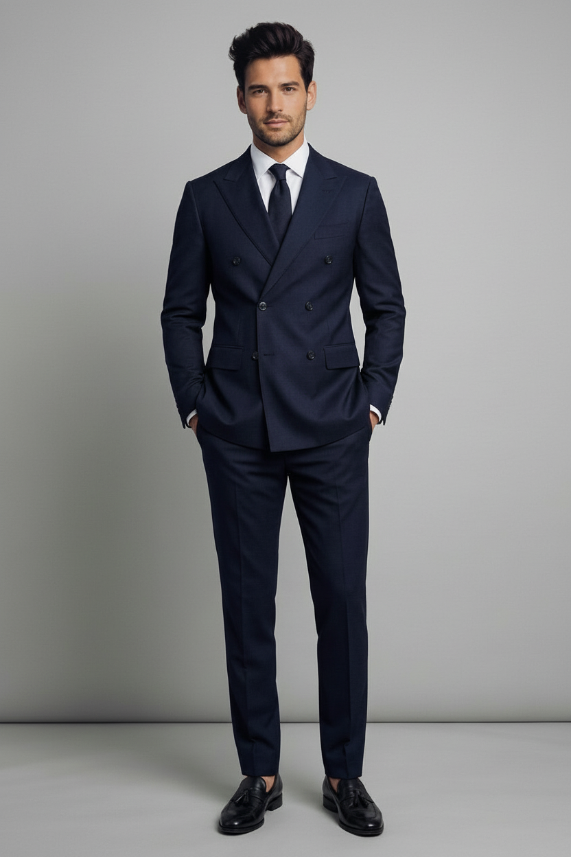 Navy Blue Double Breasted Suit