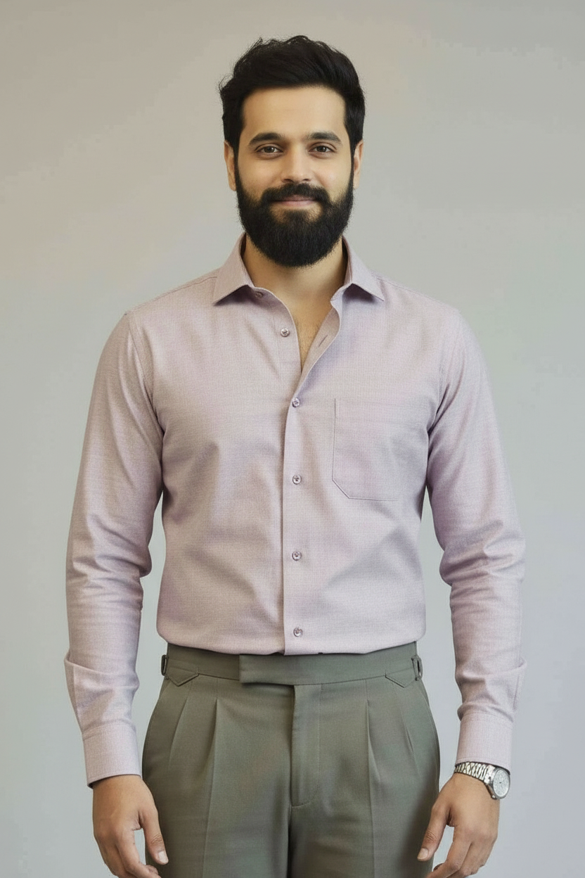 Mauve Giza Cotton Tailored Shirt