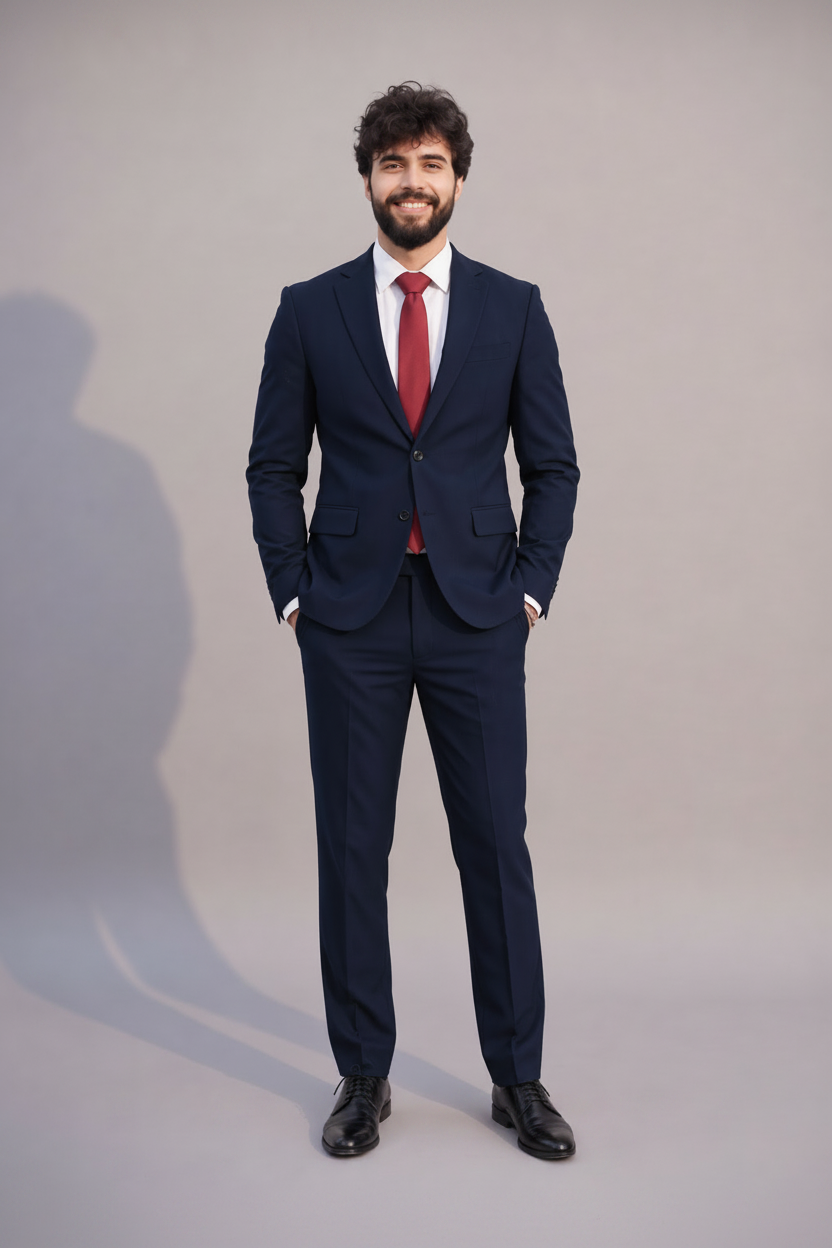 Elegant Rich Look Ink-Blue Two Piece Suit