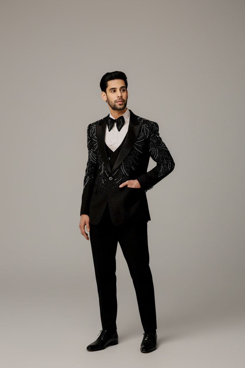Black Designer Tuxedo Suit