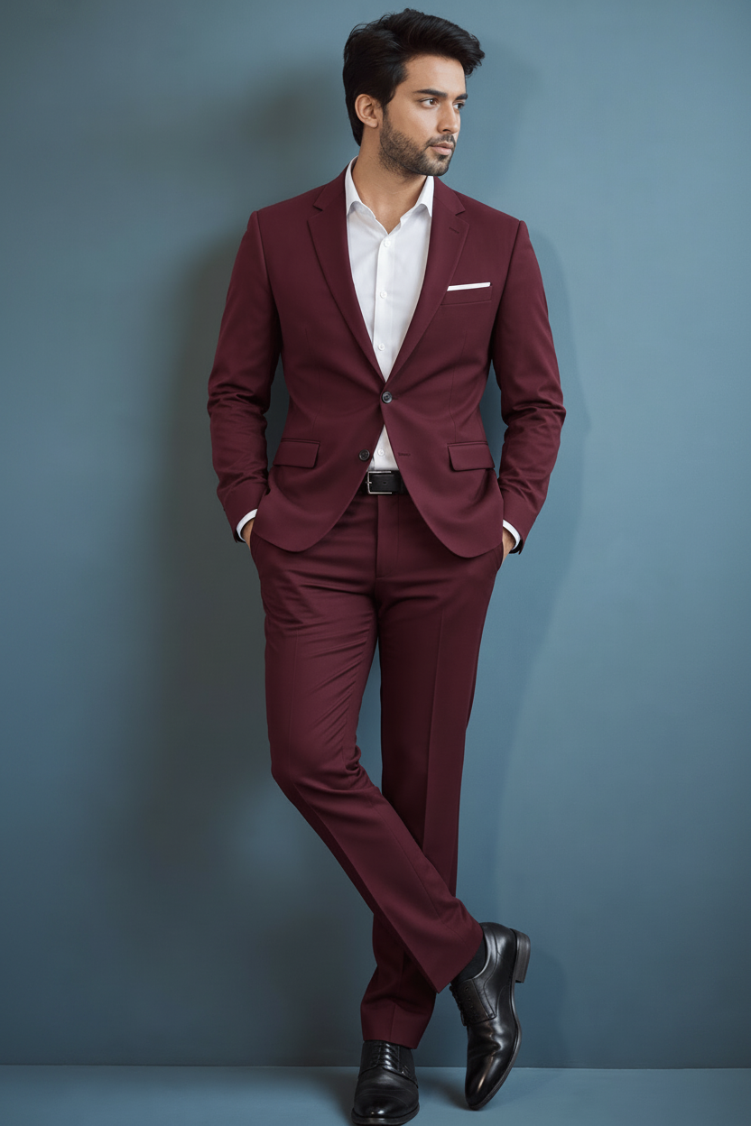 Men's Burgundy Two-Piece Suit (Burgundy Elegance)
