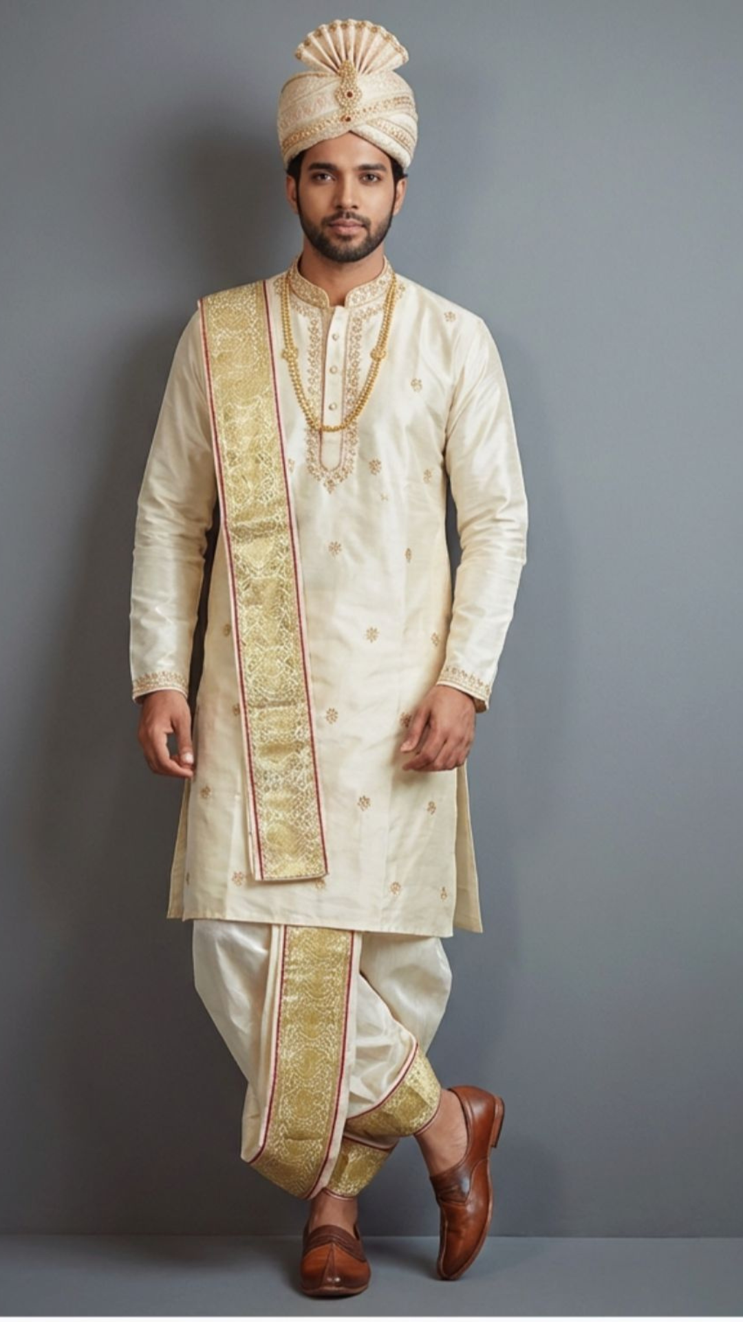 Luxurious Ivory Silk Pattu Pancha