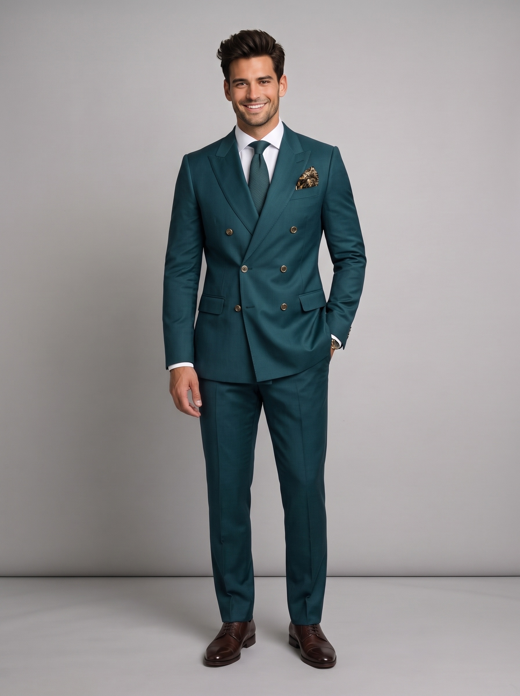 Deep Emerald Green Double Breasted Suit