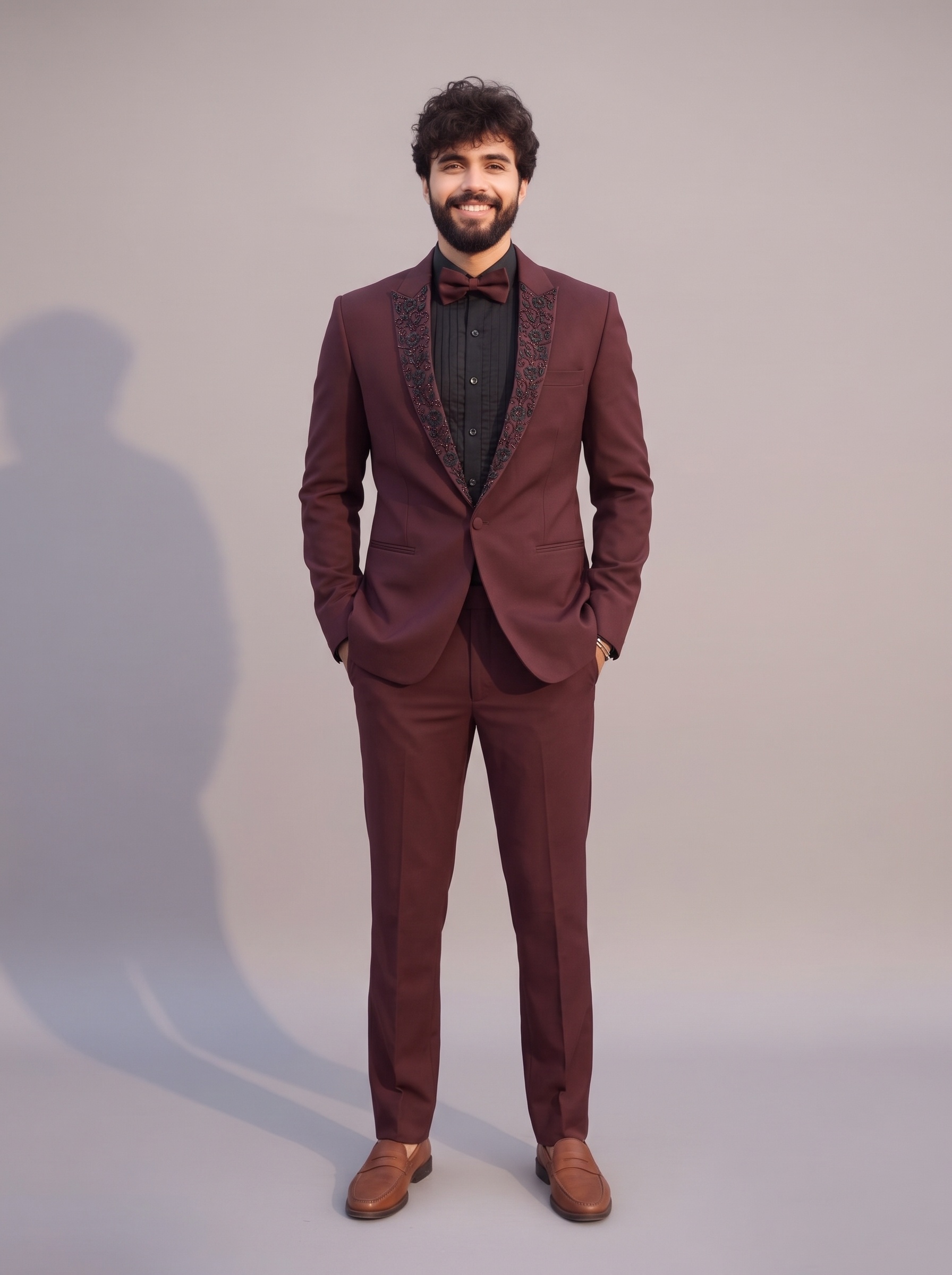 Wine Peak Lapelled Wool Crepe  Tuxedo