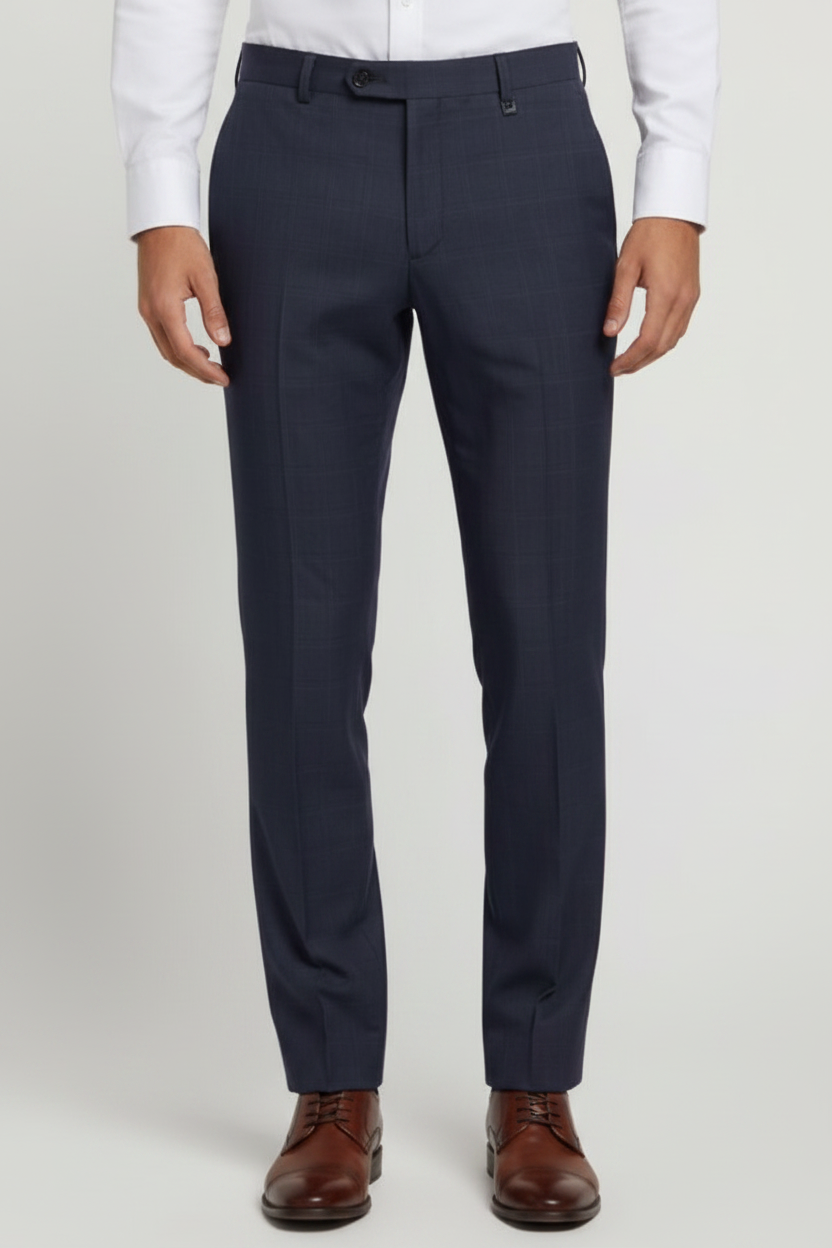 The Royal Windsor Navy blue Checked Trousers