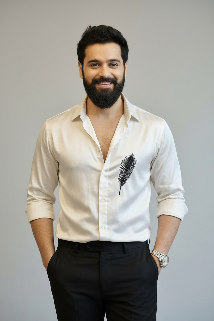 The White Plume Satin Shirt