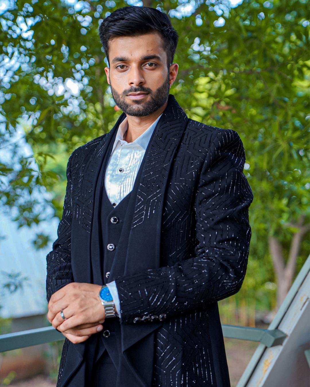 Layered Luxury Dark Black Suit