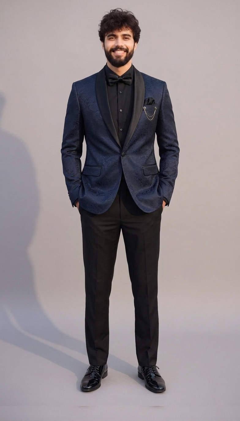 Midnight Blue jacquard 2-piece tuxedo