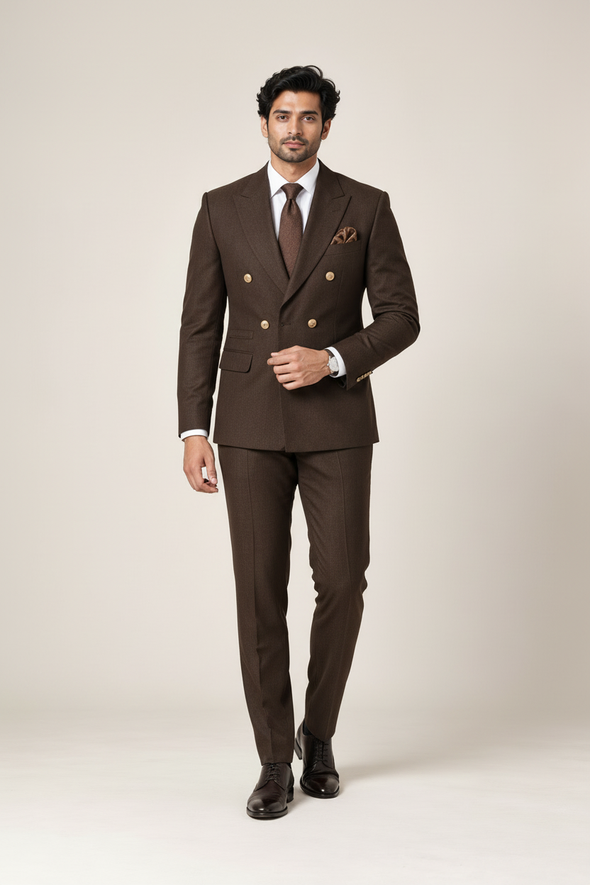 Men's Dark Chocolate Brown Double-Breasted Suit (Chocolate Royale)