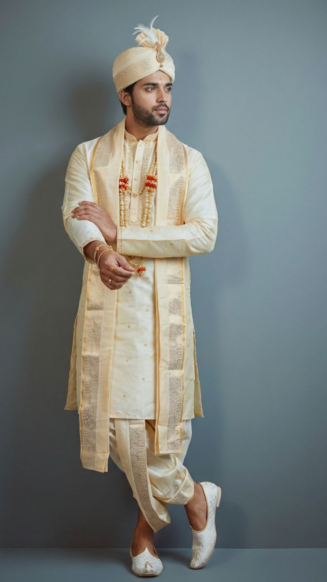 Ivory Gold Pattu Pancha