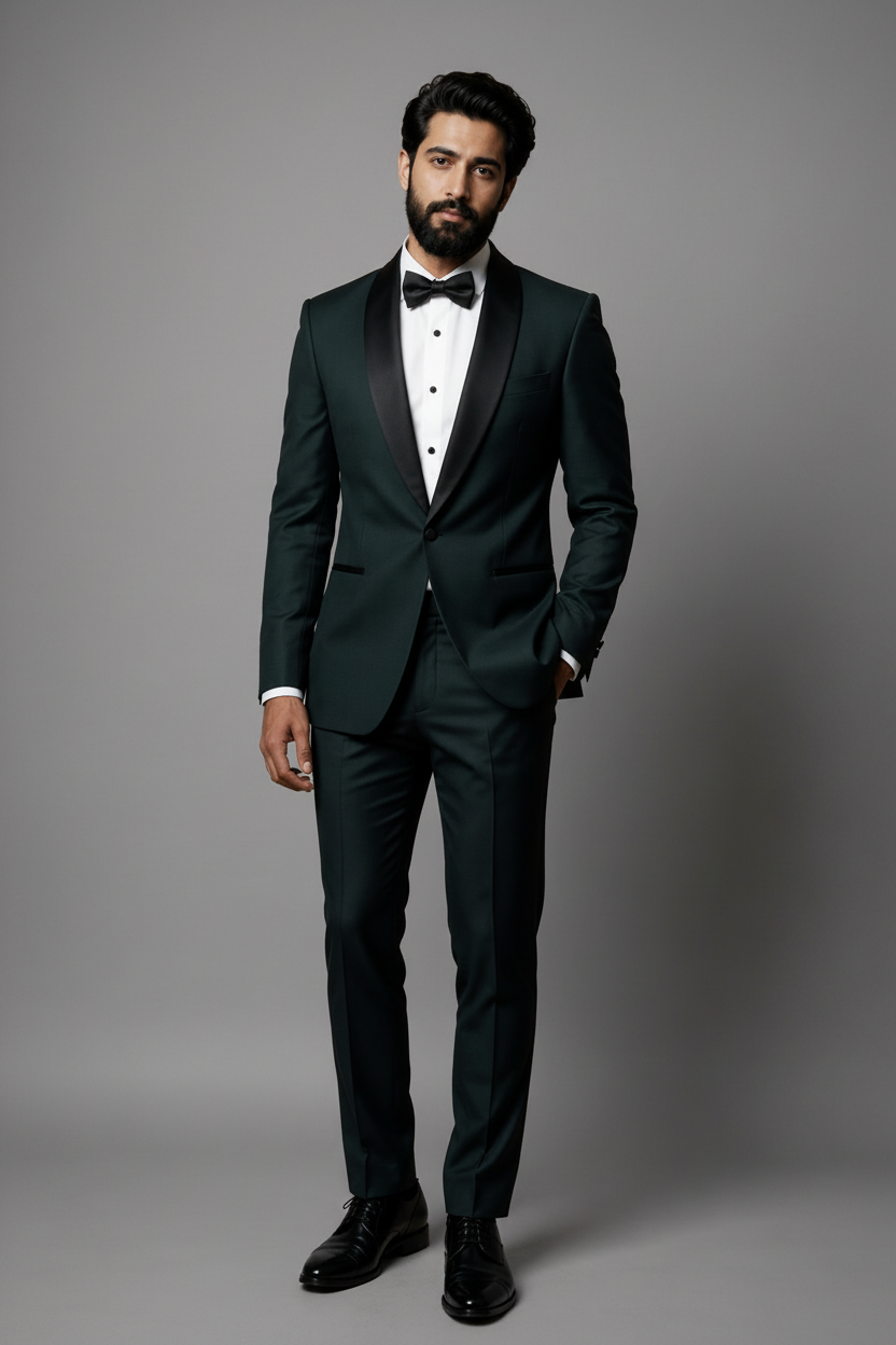 Midnight Teal wool-blend Tuxedo