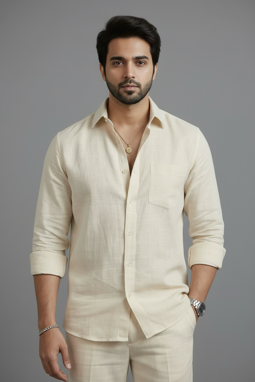 Cream Breeze Linen Co-ord Shirt