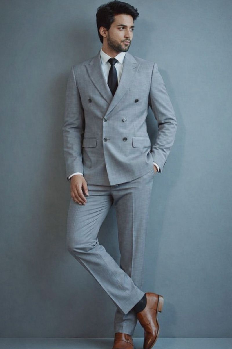 Double Breasted Premium Grey Suit