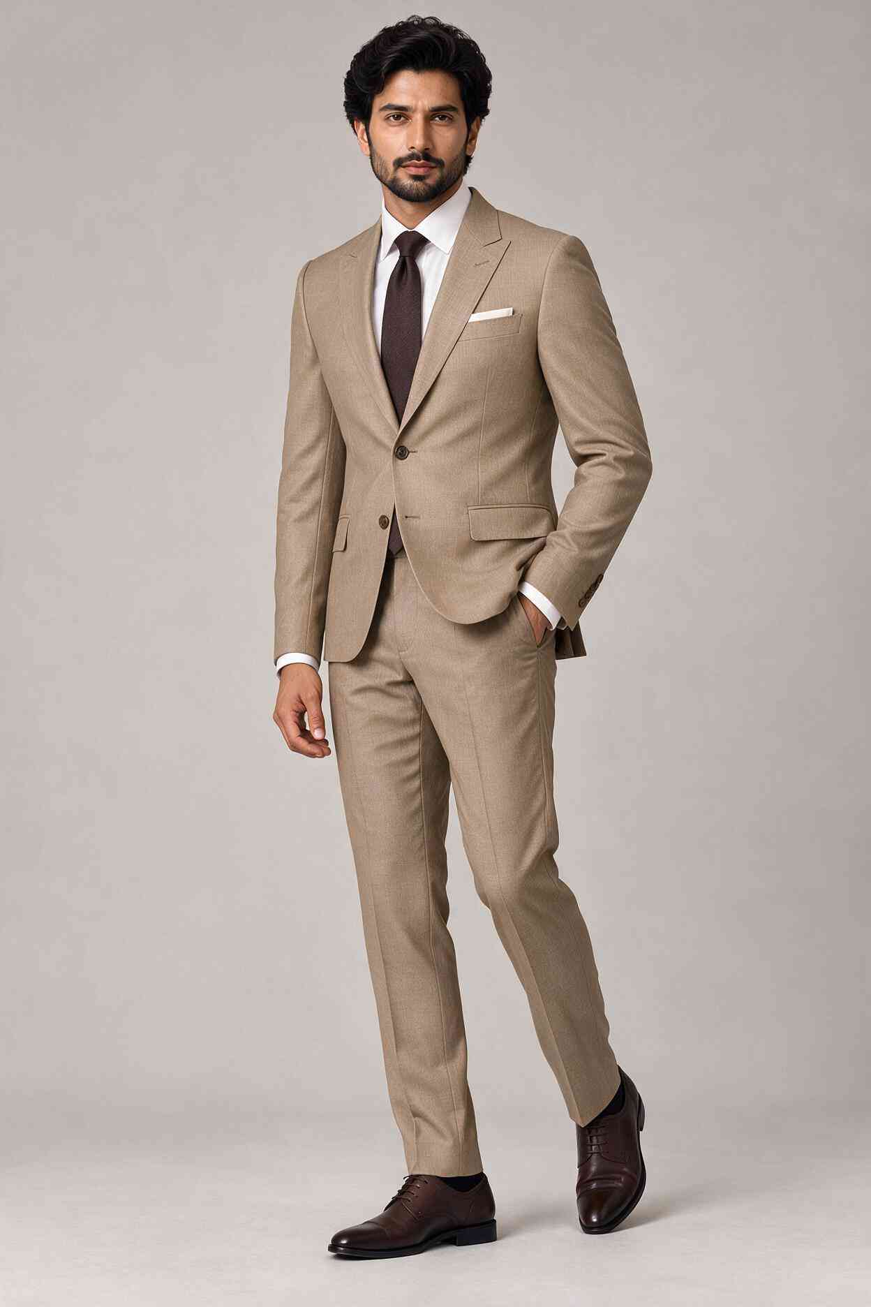 Sandstone Taupe Tailored 2-Piece Suit