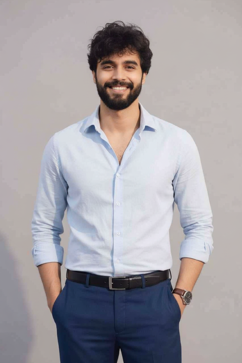 Men's Light Blue Slim-Fit Formal Shirt