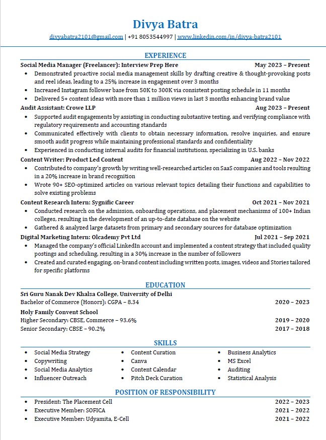 Right Resume Example