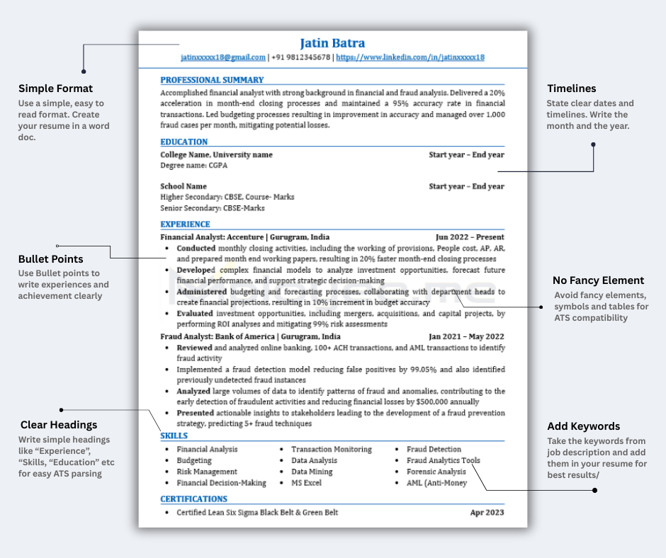 Key components of a resume