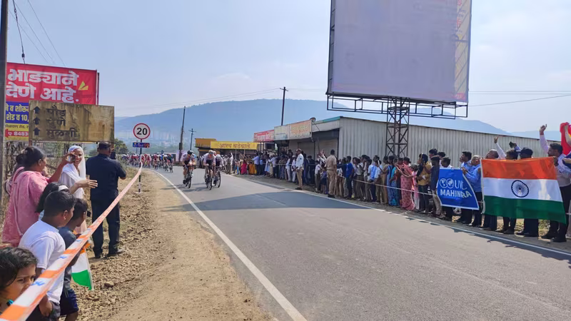 MUWCI students cheer cyclists at Pune Grand Tour