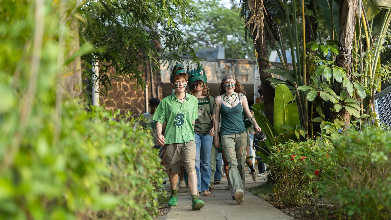 students walking on campus