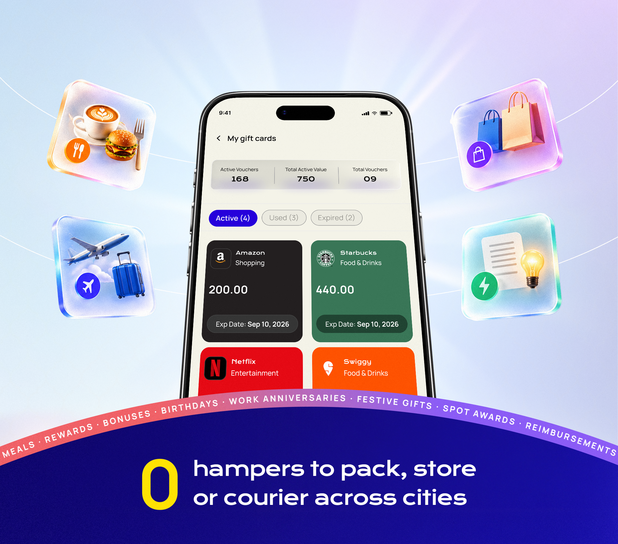 Corpcash premium Diwali gift box with dry fruits and digital gift cards from Amazon, Apple, Myntra and Swiggy