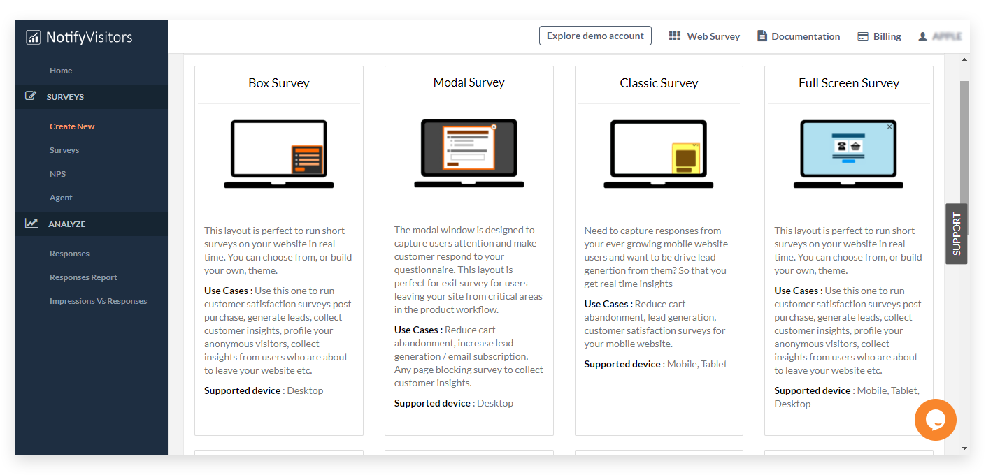 survey types