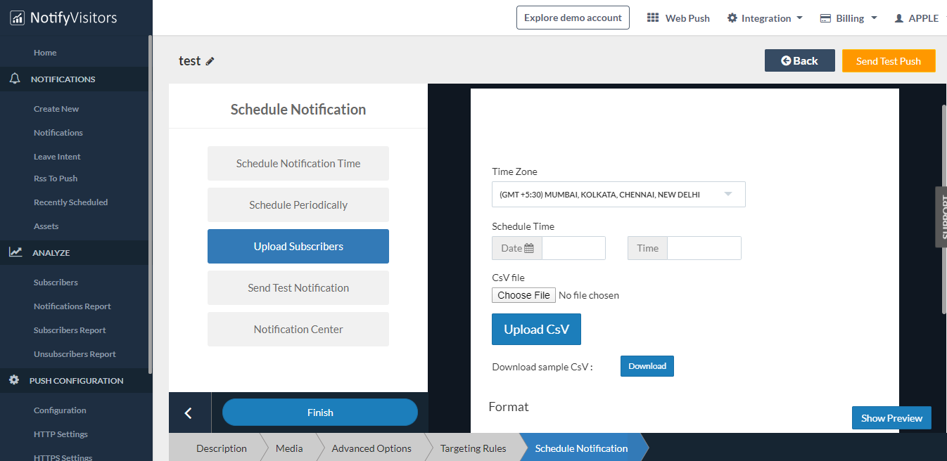 upload subscribers in push 