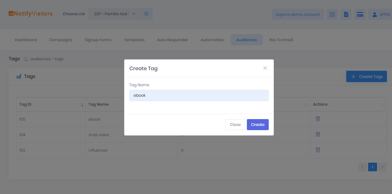 create tags