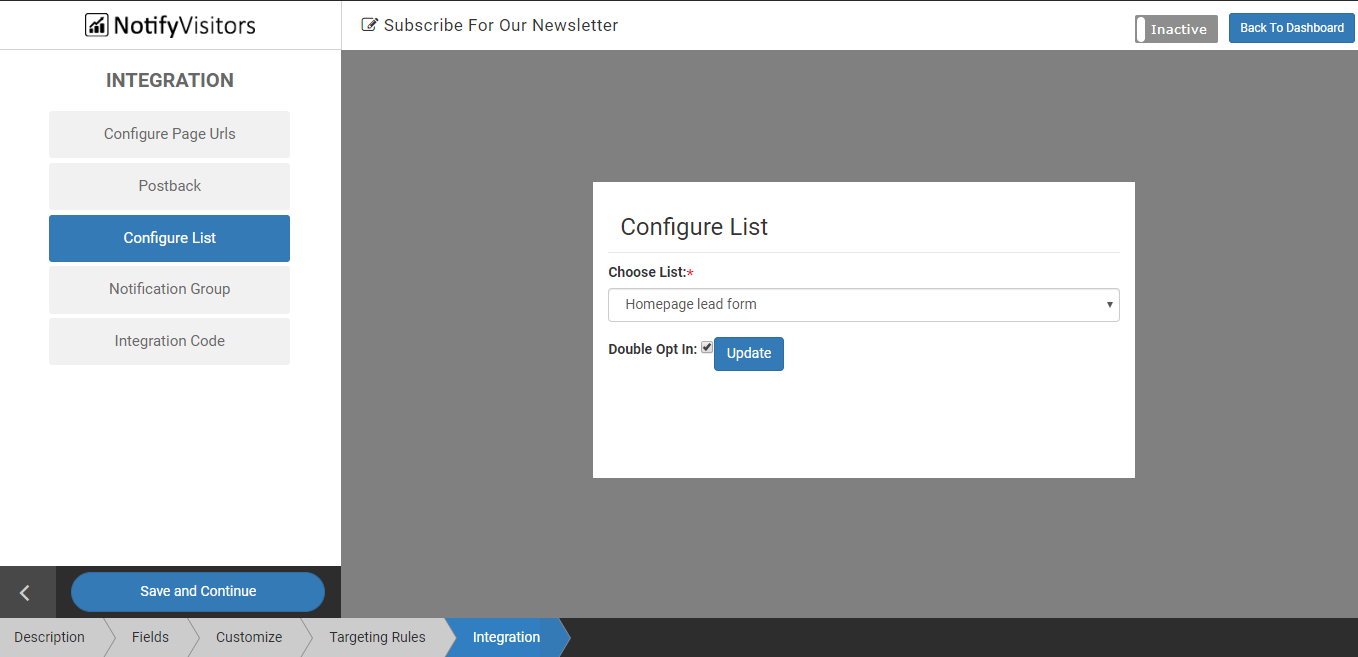 Double opt-in settings