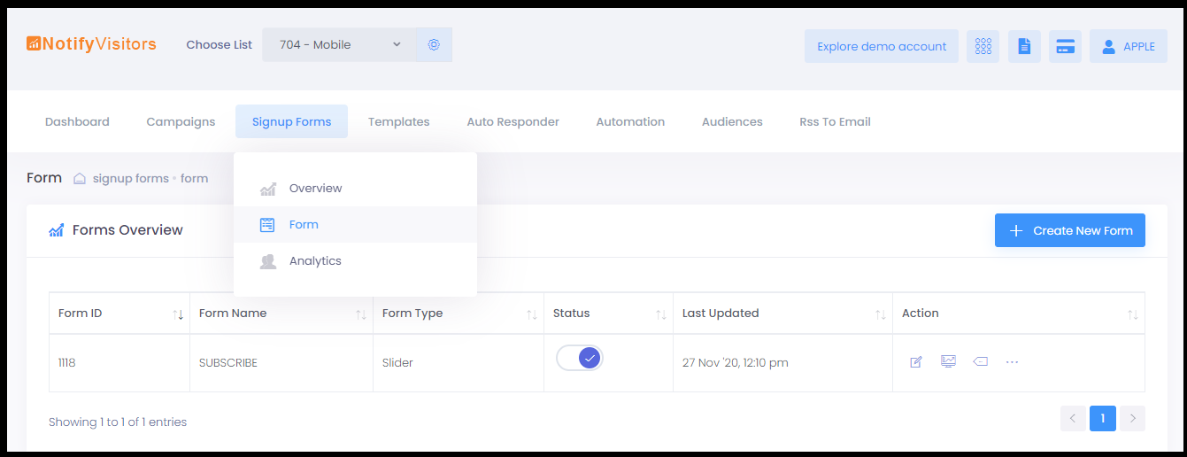 lead form navigation