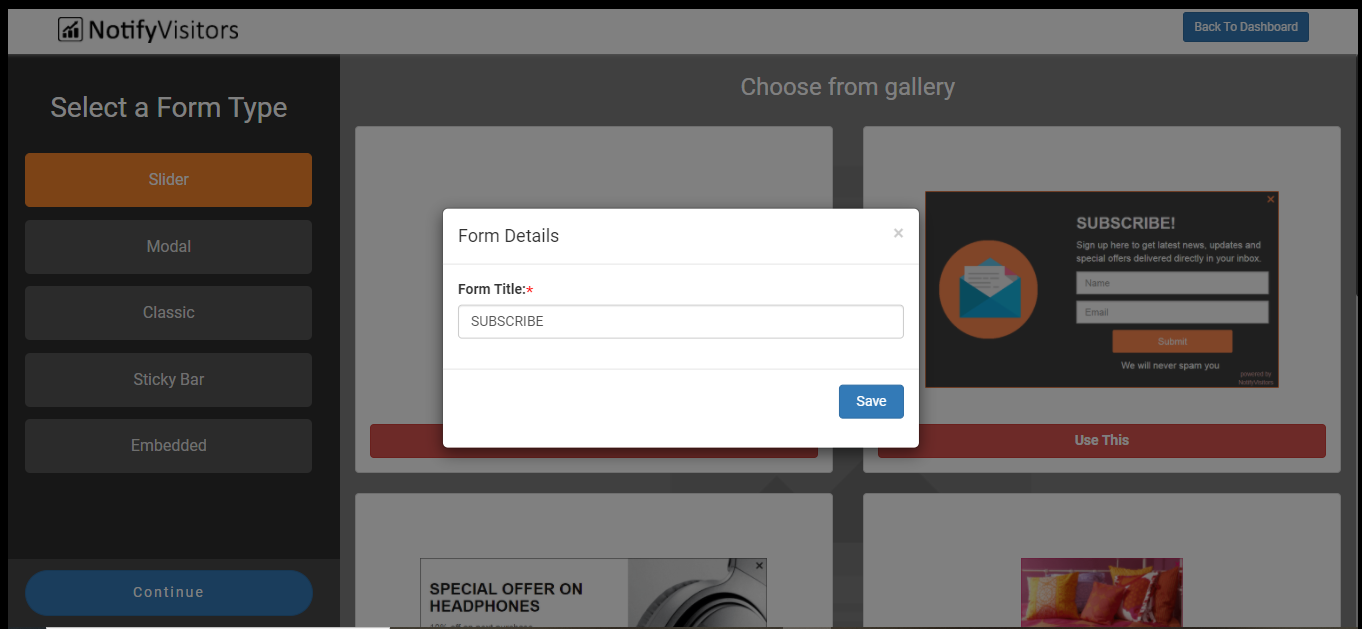 select lead form type