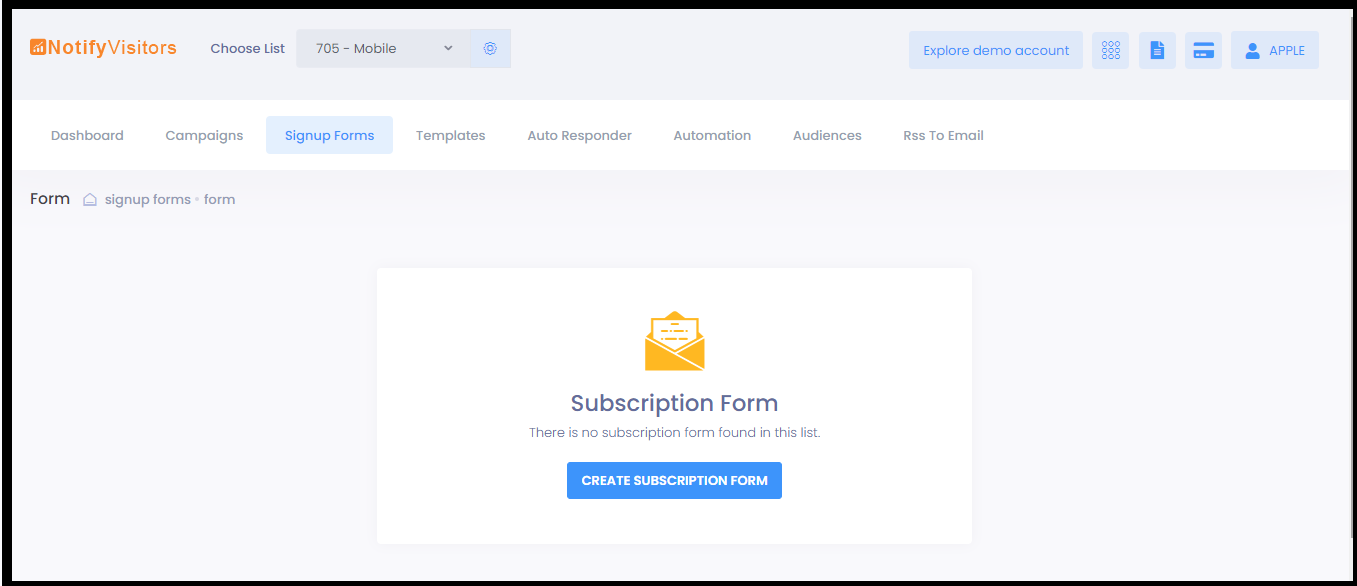 subscription form