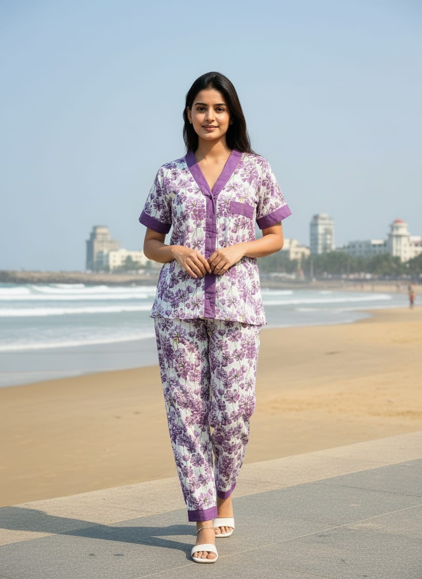 Multicolor Rayon Lounge Shorts Set And Cambric 100% Cotton Nightsuit Set For Women Pack Of 2