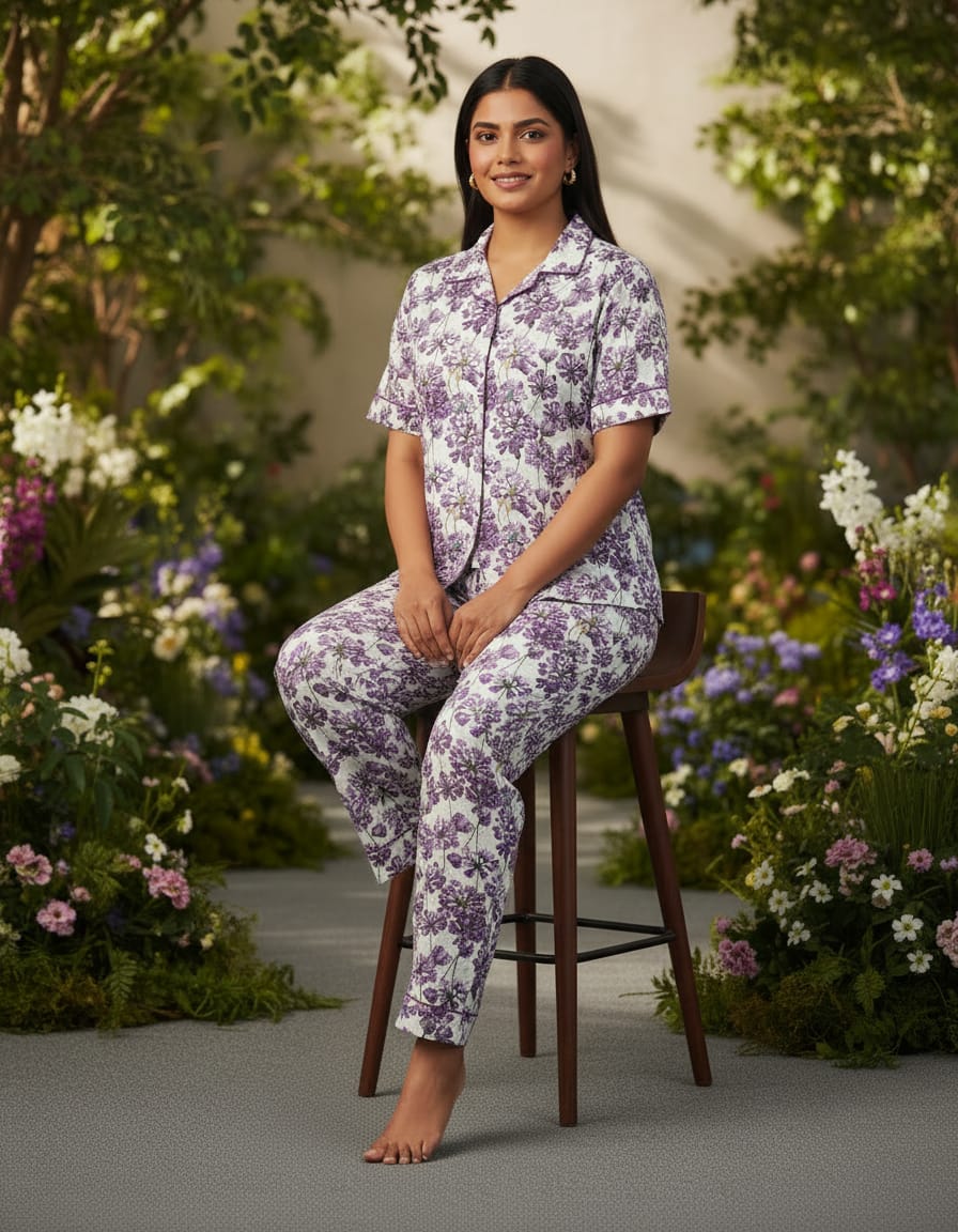 Multicolor Cambric 100% Cotton Night Suit Set And Rayon Co-Ord Set For Women Pack Of 2
