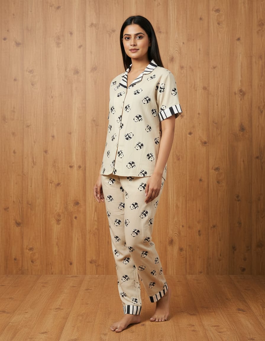 Multicolor Rayon Night Suit Set And Poly Cotton Pajama Set For Women Pack Of 2