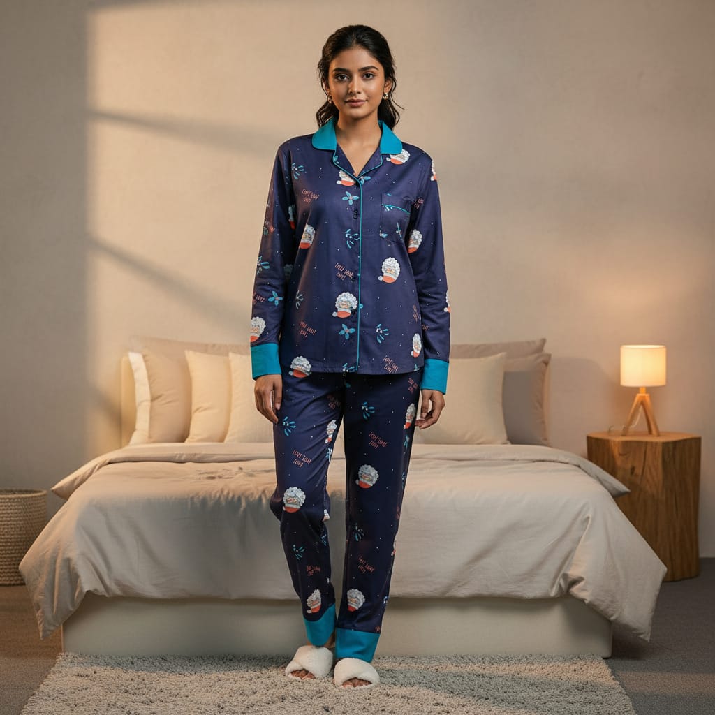 Purple And Blue Rayon Co-Ord Set And Poly Twill Night Suit Set For Women Pack Of 2