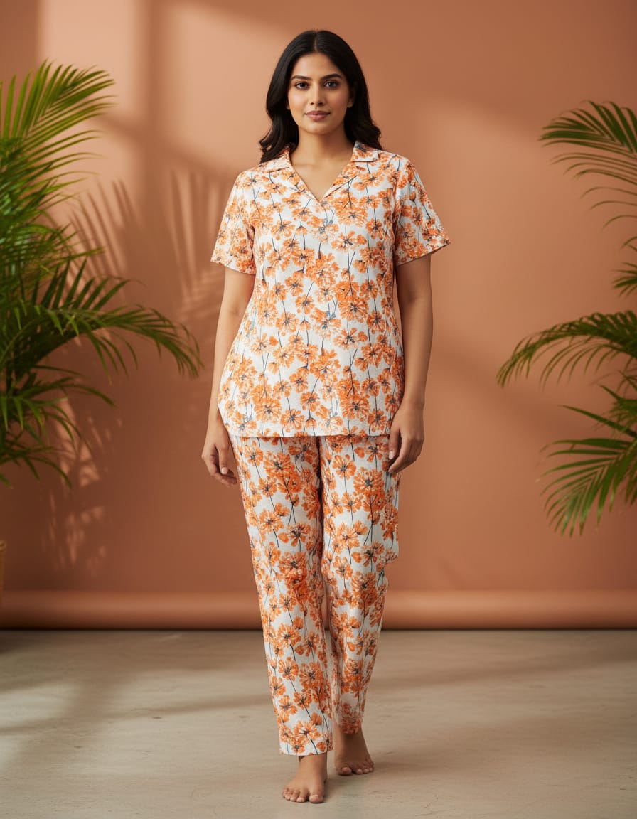 Multicolor Cambric 100% Cotton Night Suit Set And Rayon Camisole And Shorts Set For Women Pack Of 2