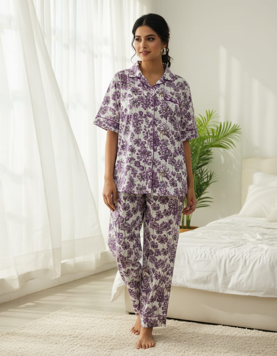 Multicolor Cambric 100% Cotton Night Suit Set And Rayon Co-Ord Set For Women Pack Of 2
