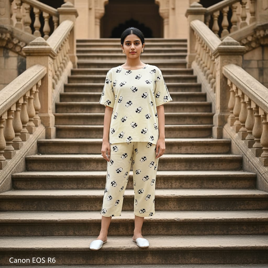 Yellow Rayon Pajama Set For Women