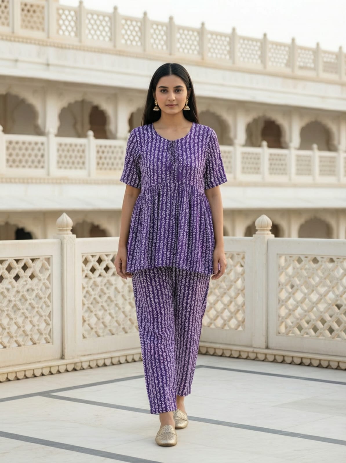 Purple Rayon Co-Ord Set For Women
