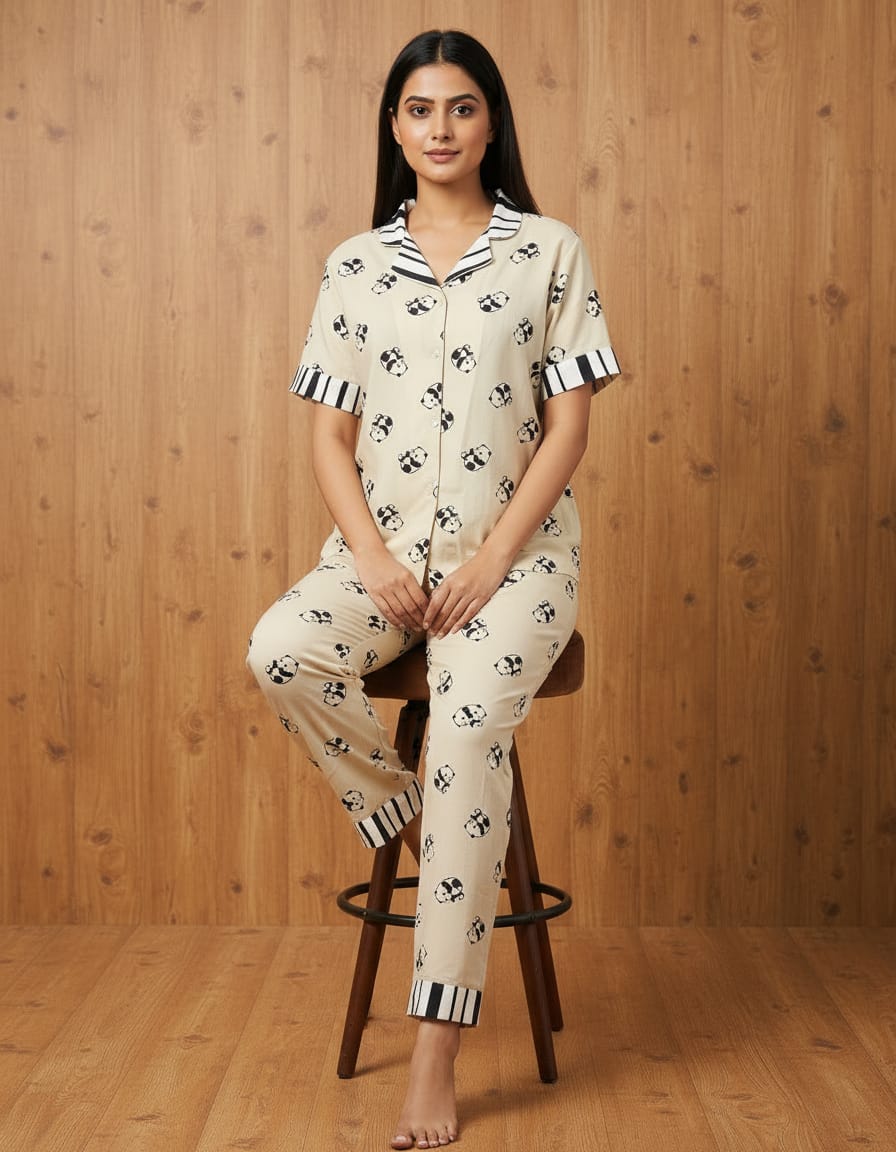 Multicolor Rayon Night Suit Set And Poly Cotton Pajama Set For Women Pack Of 2