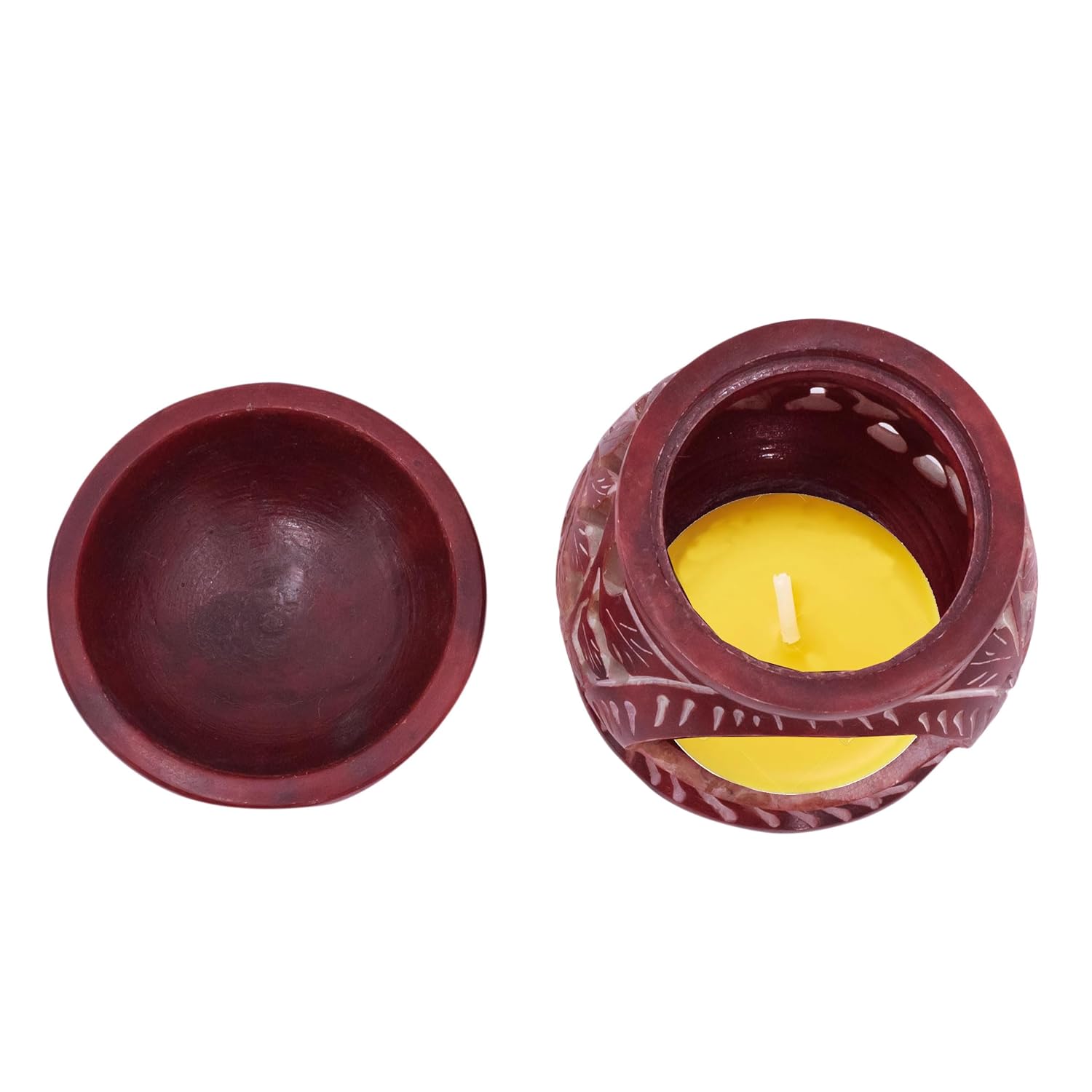Hand-Carved Soapstone Aromatherapy Diffuser, Essential Oil Burner Aroma Diffuser for Home Fragrance (Floral) — photo — 5 of 7
