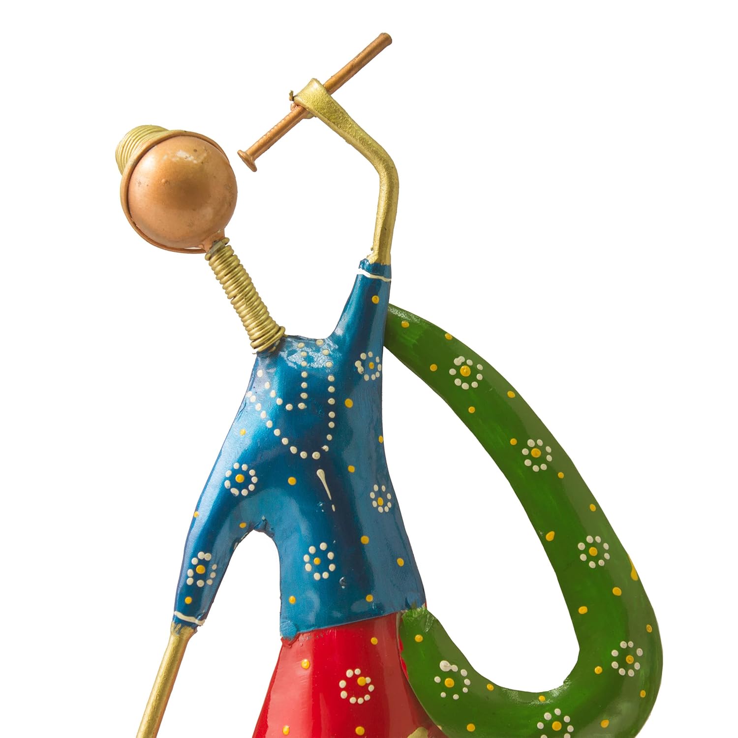 Home Decor Gujarati Dancing Couple Set of 2 Colourful Dandia Dancers Iron Figurine Statue for Home, Living Room, Gifts (14 inch) — photo — 7 of 8