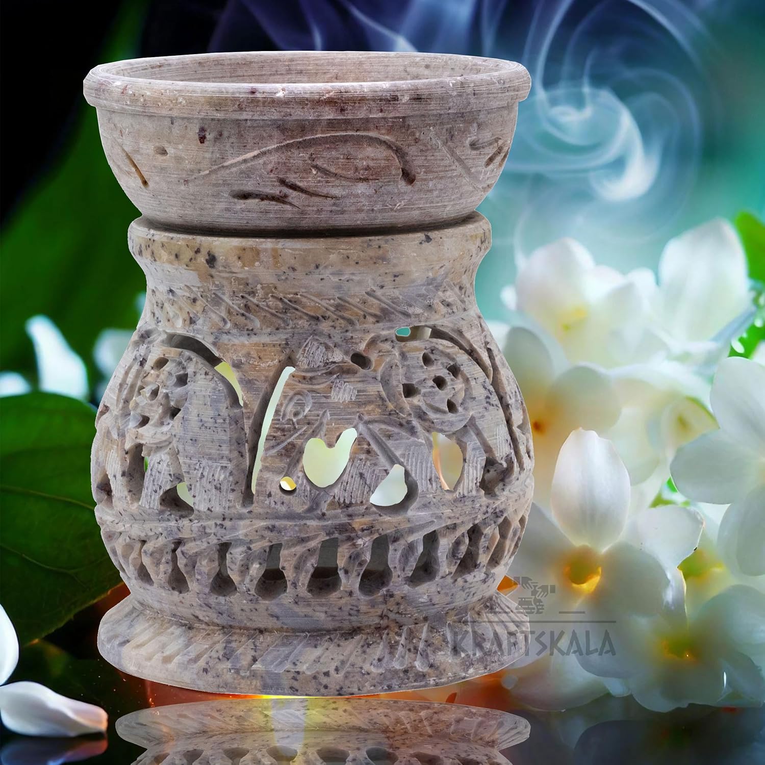 Aroma Oil Diffuser, Essential Oil Burner Diffuser for Home Fragrance, Calmness, Yoga, Meditation (White Stone) — photo — 4 of 7