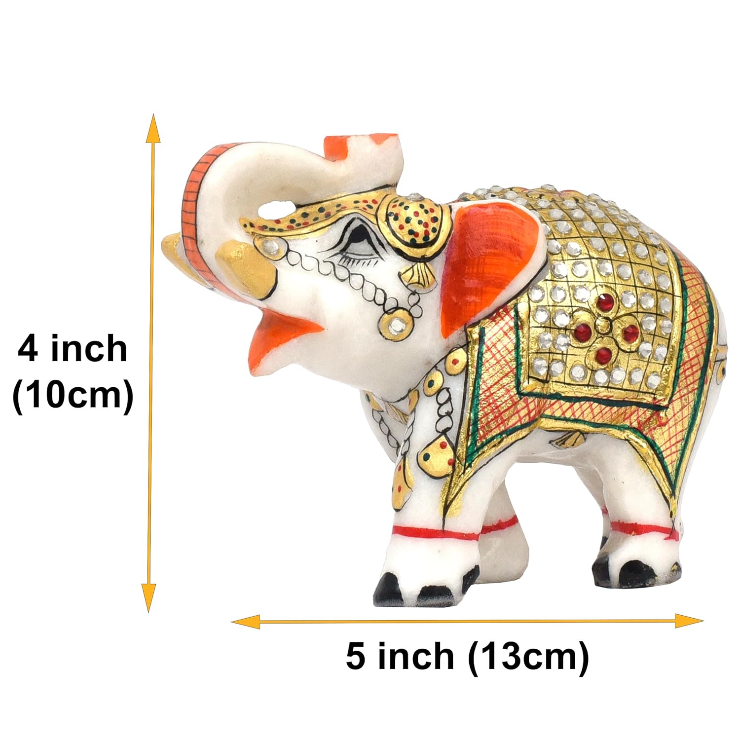 Marble Elephant 4 inch Size Home Decor Rajasthani Statue Showpiece for Living Room, Indoor, Front Door, Office, Gifts (Haathi Murti) — photo — 3 of 8