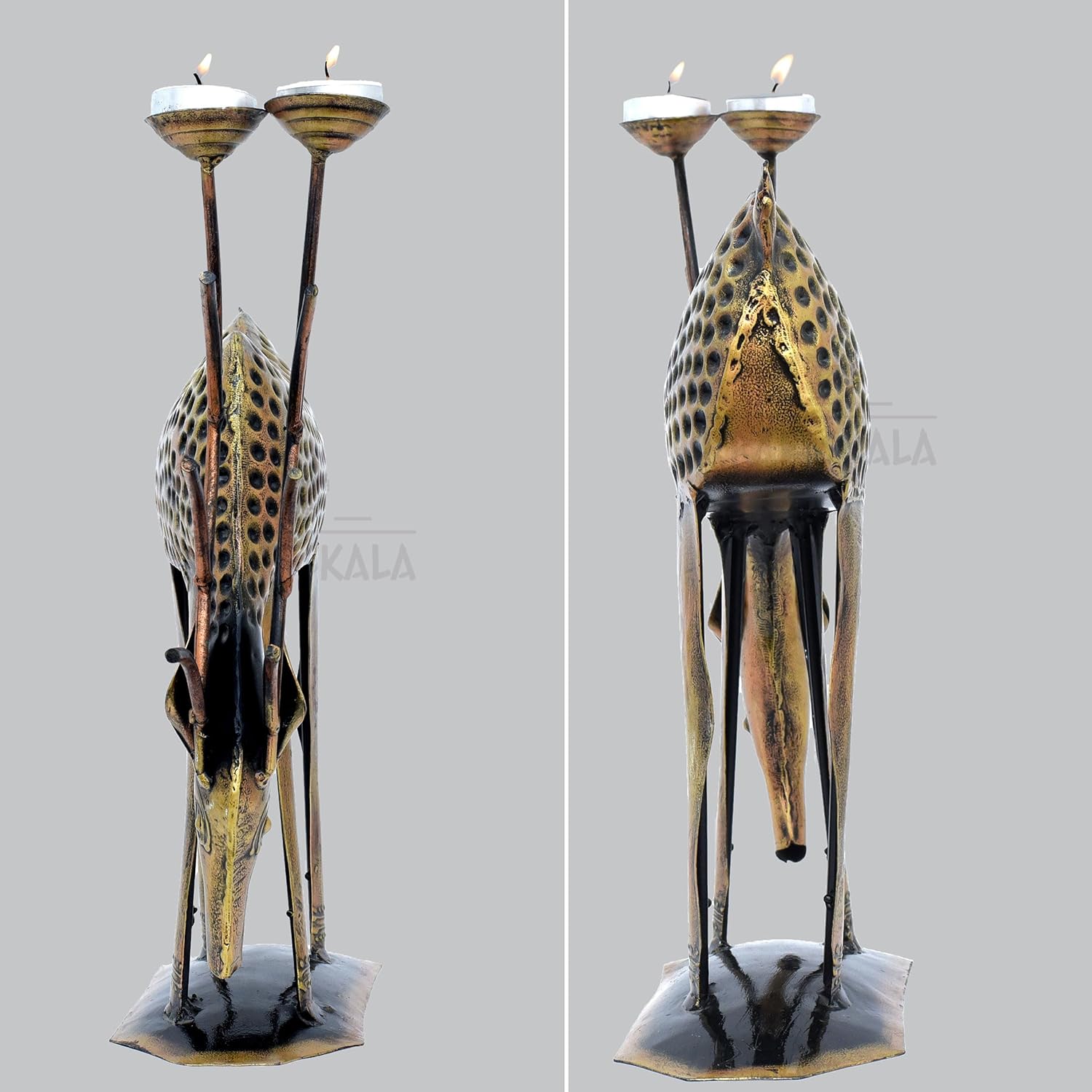 Decorative Showpiece Iron Metal Deer with Tea Light Candle Holder, 14 inch Large Deer Statue Home Decor Item for Living Room, Doorway (Deer) — photo — 5 of 6