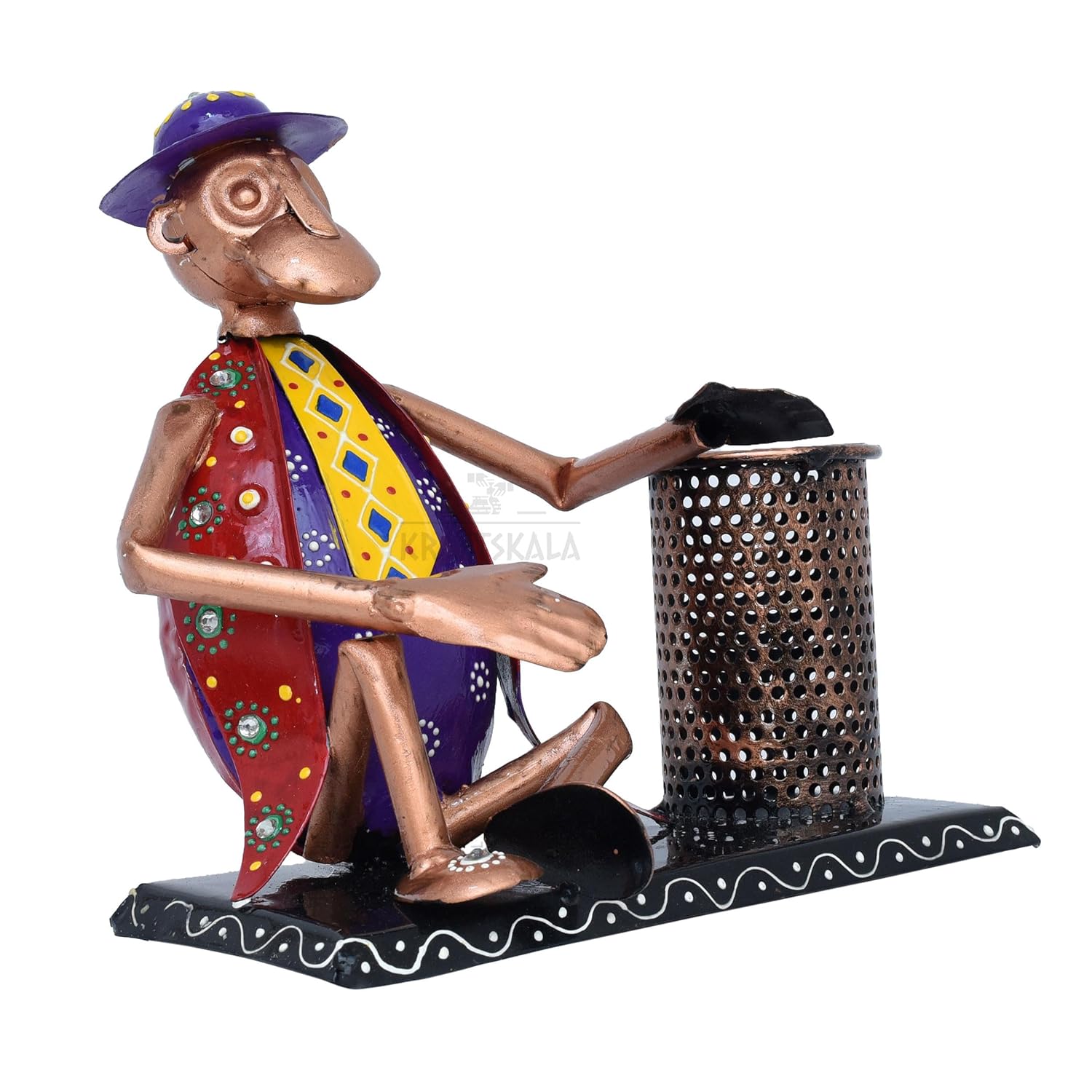 Desk Pen Stand Monkey Showpiece Iron Stationery Holder Paint brush Pen Pencil Stand for Desk Study Table Office Work Organizer Home Decor (Red) — photo — 4 of 7