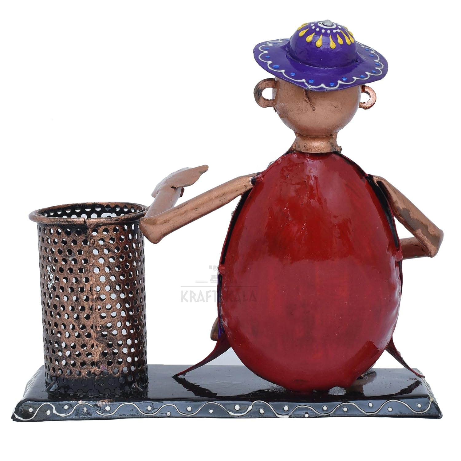 Desk Pen Stand Monkey Showpiece Iron Stationery Holder Paint brush Pen Pencil Stand for Desk Study Table Office Work Organizer Home Decor (Red) — photo — 7 of 7